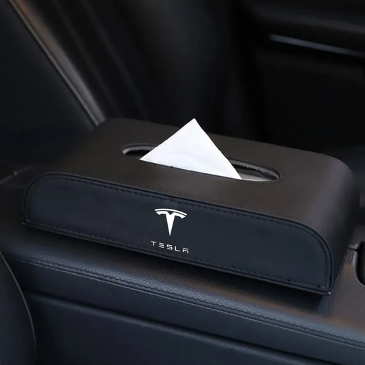 Auto Taschentuchbox für Tesla aus Kunstleder, Nachfüllbar