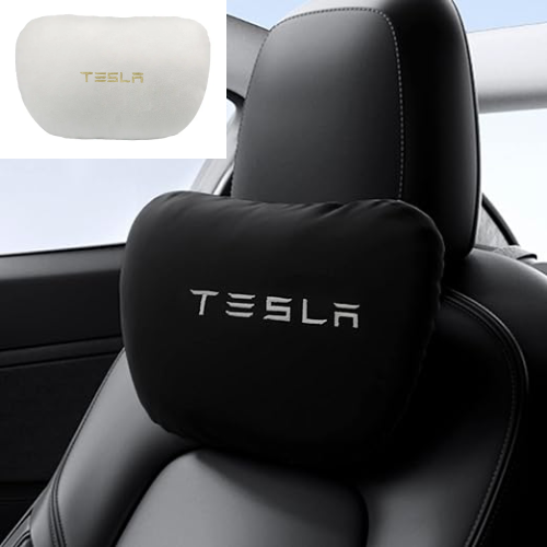 1 Stück Rot Tesla Autositz Nackenkopfstütze Kissen Memory Foam  Lederstickerei