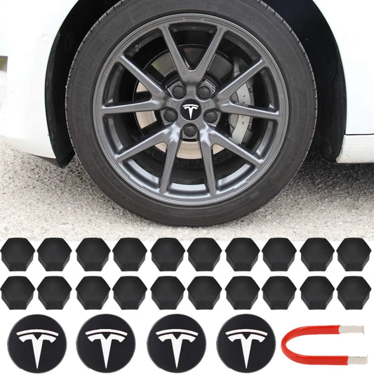Radkappen Kit Weiß-Schwarz für Tesla - Tesla T in Weiß