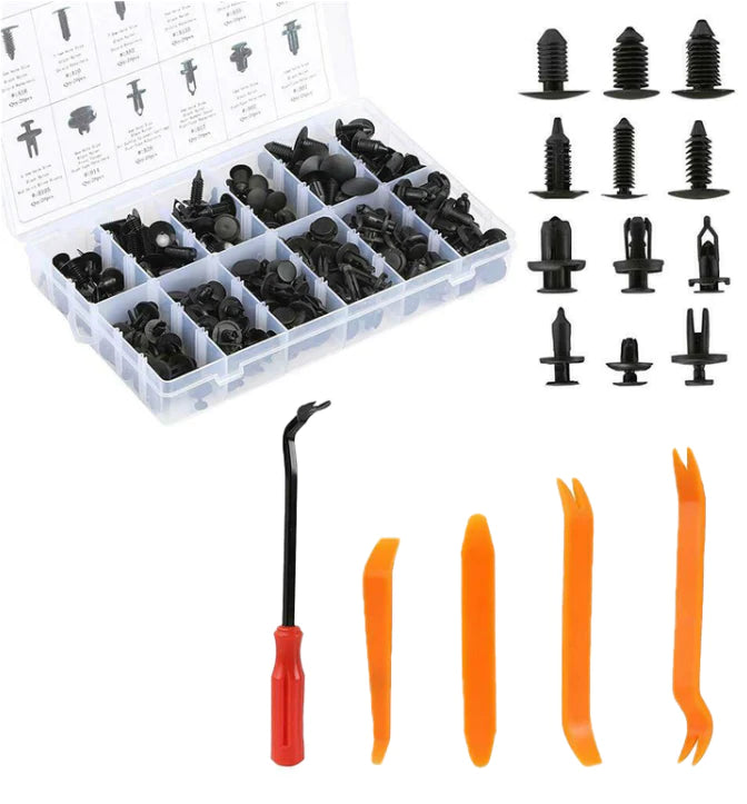 Toolbox mit Clips und Werkzeugen - Das essentielle Set für die Fahrzeuginstandhaltung