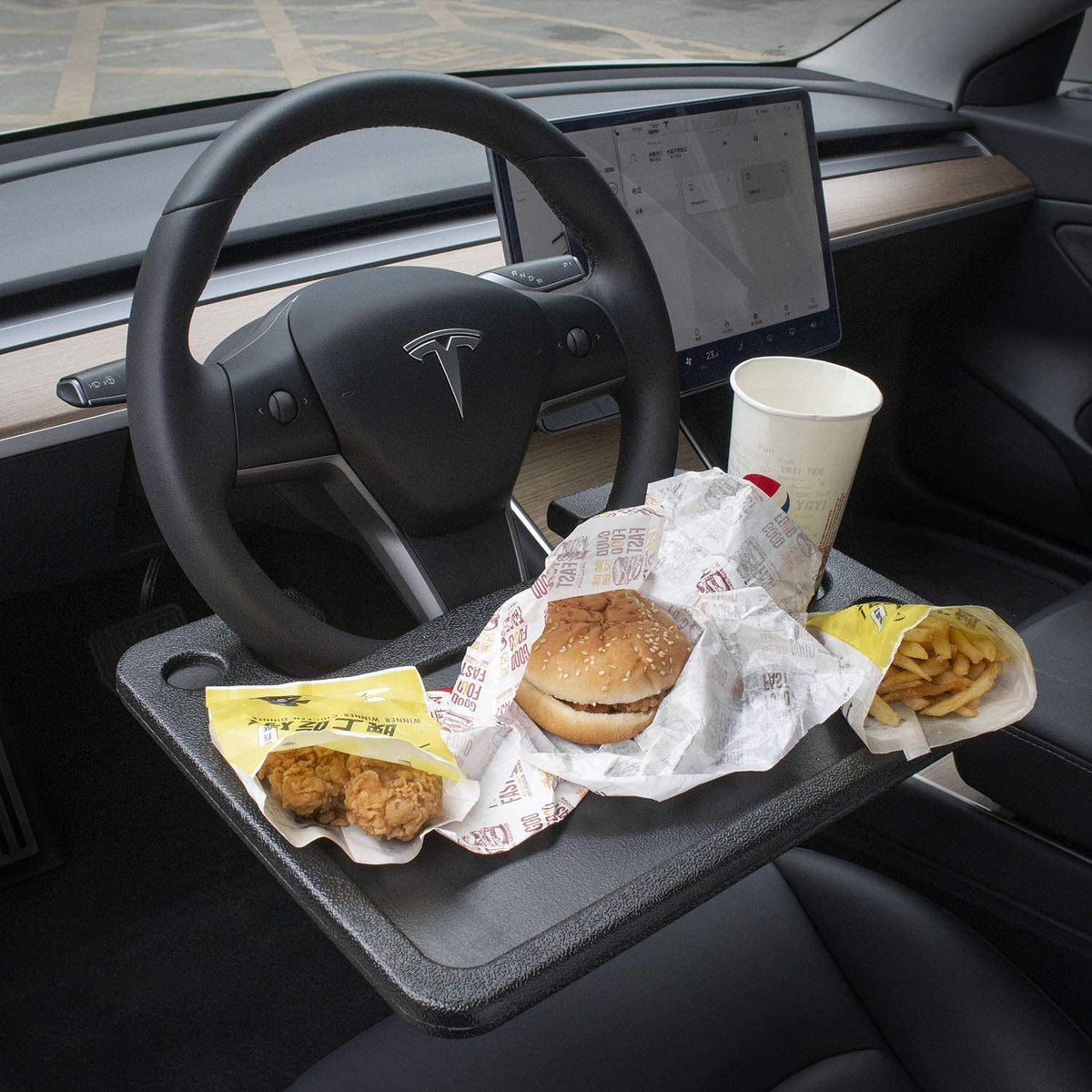 Lenkrad Schreibtisch für Tesla, Detailansicht
