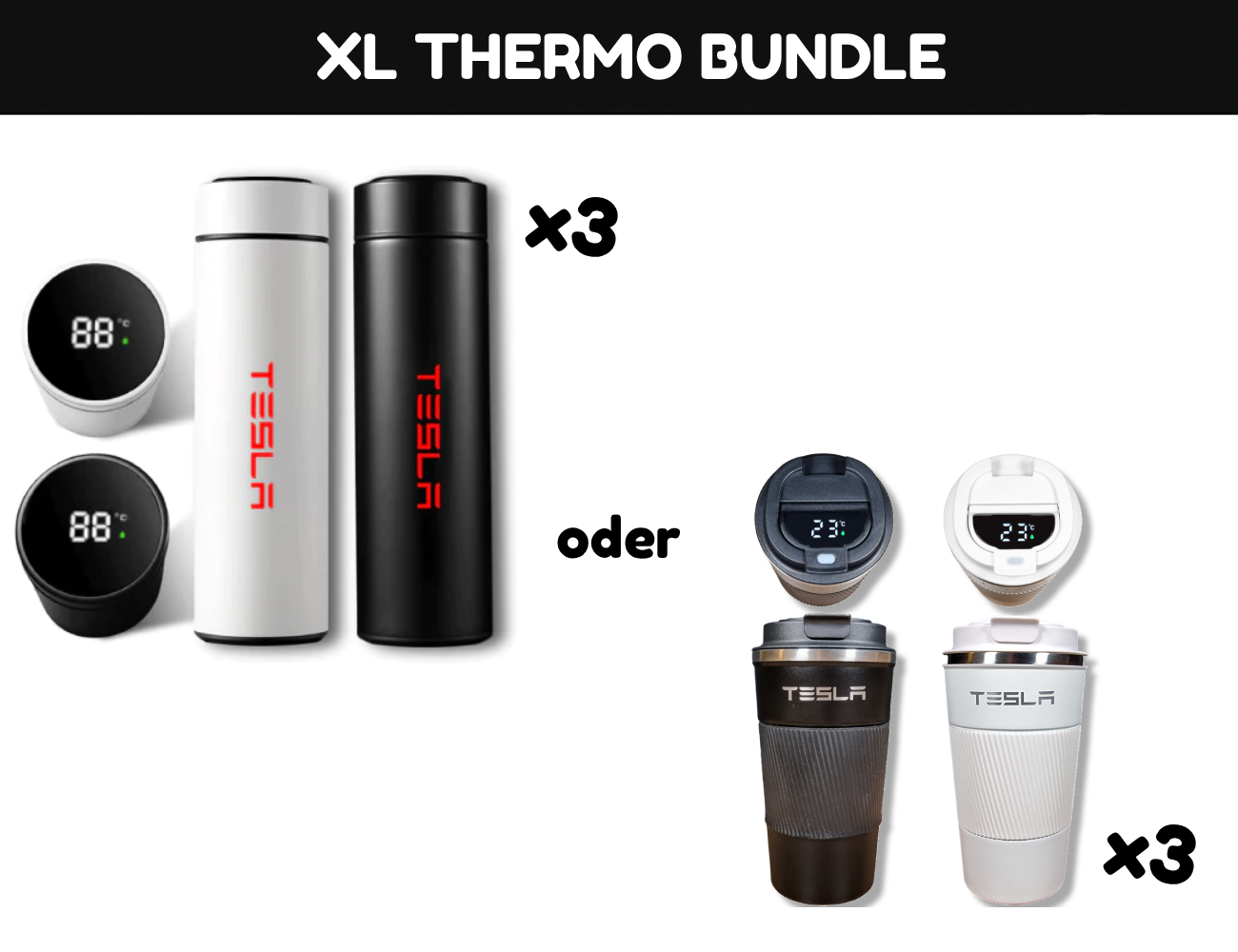 XL Thermo Bundle – 3er Thermoflaschen/Becher-Set
