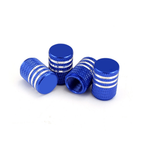 Aluminium-Ventilkappen für Tesla in Blau, 4er-Set mit weißen Zierringen