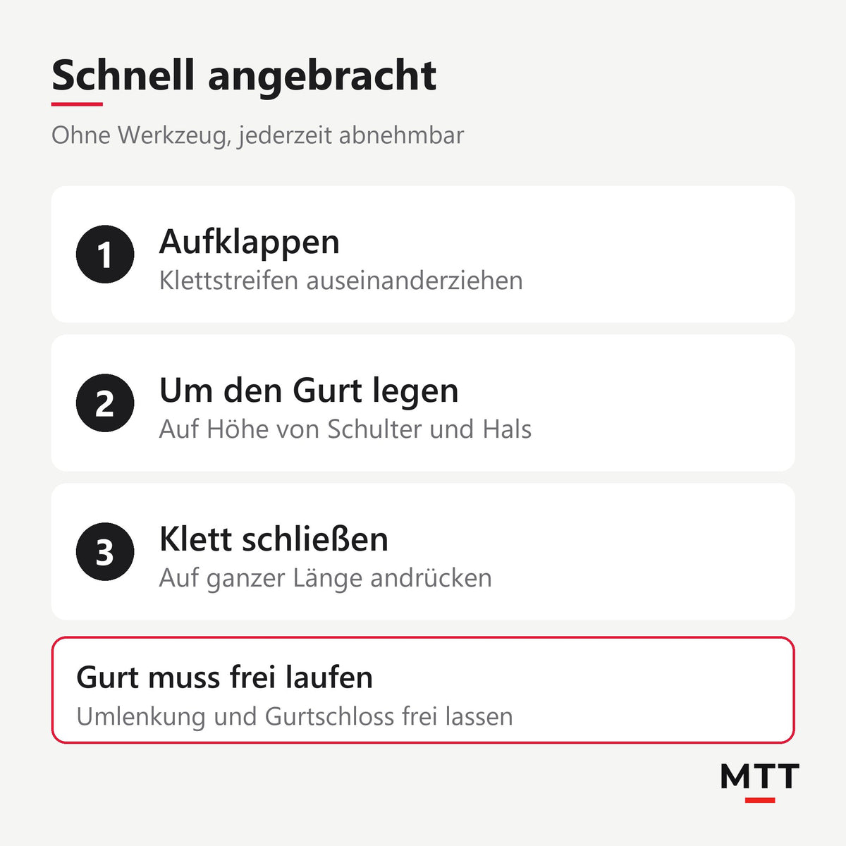 Gurtpolster für Tesla anbringen in drei Schritten: aufklappen, um den Gurt legen, Klett schließen