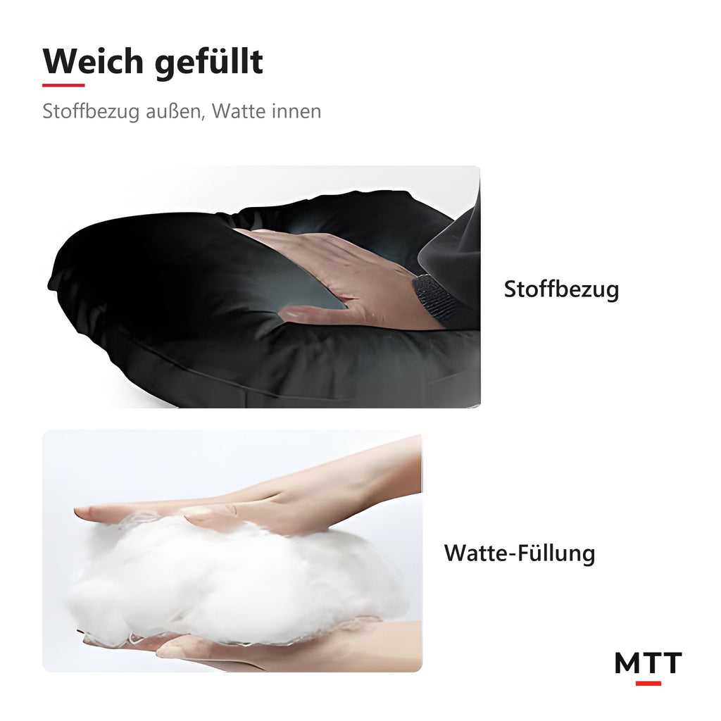 Kopfstützkissen – weicher Stoffbezug und Watte-Füllung im Detail