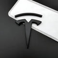 Logo Emblem für Tesla Motorhaube, mattschwarz, Aluminium, mit Klebefolie