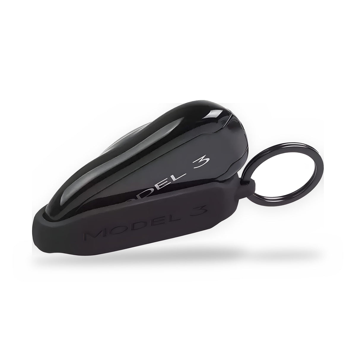 Schlüsselband für Tesla Key Fob, Silikon, Prägung Model 3, mit Schlüssel und Metallring