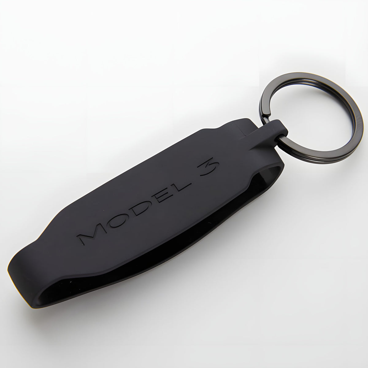 Schlüsselband für Tesla Key Fob, Prägung Model 3, Silikon mit Metallring