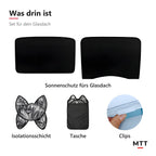 Sonnenschutz Glasdach Model Y – Lieferumfang: Sonnenschutz, Isolationsschicht, Tasche und Clips