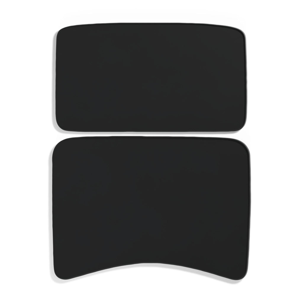 Sonnenschutz Glasdach Model Y Juniper Schwarz – zweiteiliges Set vorn und hinten, 3D-Darstellung