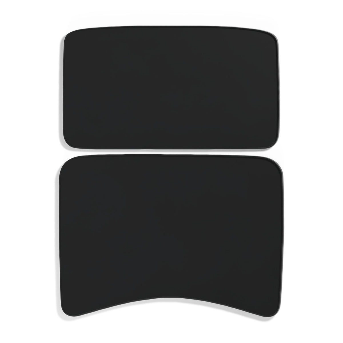 Sonnenschutz Glasdach Model Y Juniper Schwarz – zweiteiliges Set vorn und hinten, 3D-Darstellung