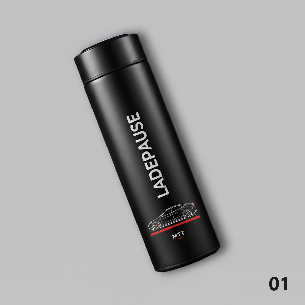 Thermosflasche Motiv Ladepause Schwarz, Design 01