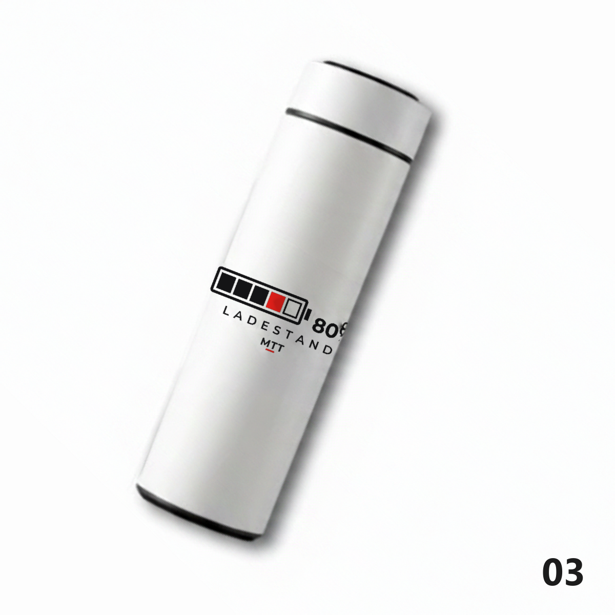 Thermosflasche Motiv Ladestand Weiß, Design 03