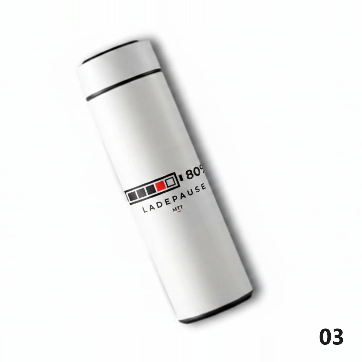 Thermosflasche Motiv Ladestand Weiß, Design 03