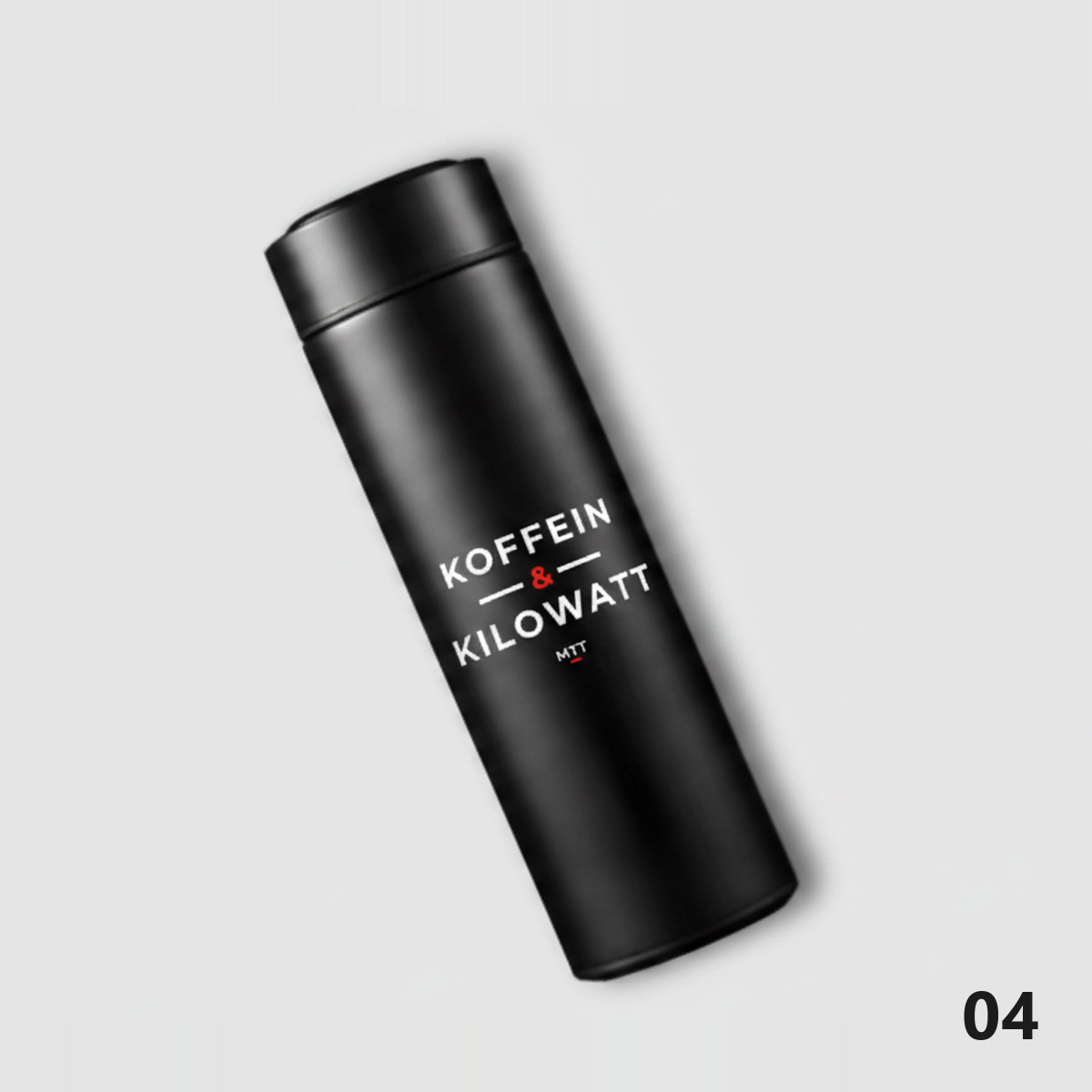 Thermosflasche Motiv Koffein & Kilowatt Schwarz, Design 04