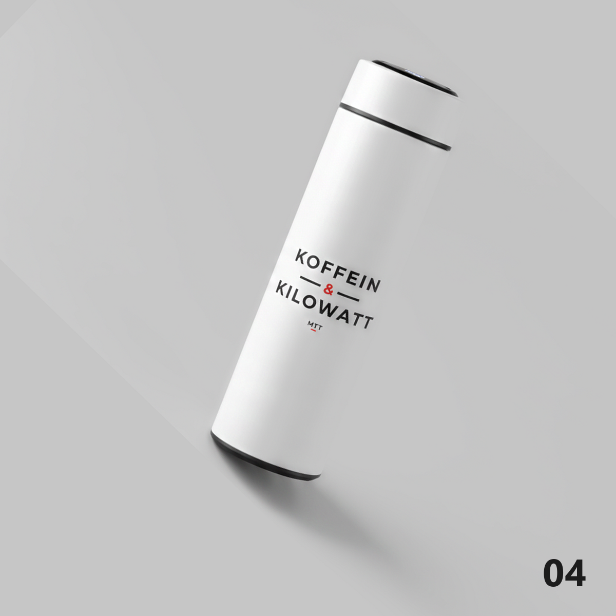 Thermosflasche Motiv Koffein & Kilowatt Weiß, Design 04