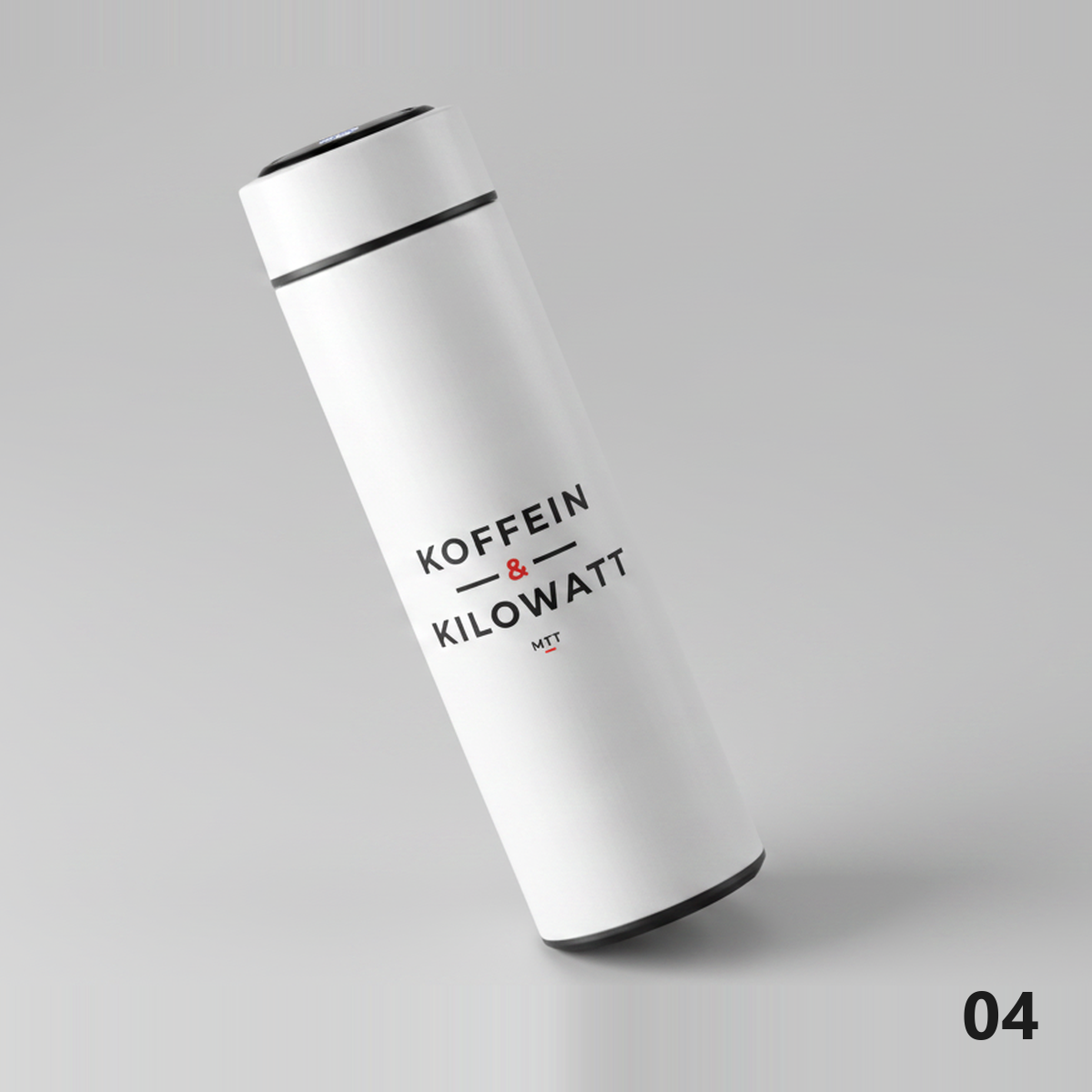 Thermosflasche Motiv Koffein & Kilowatt Weiß, Design 04