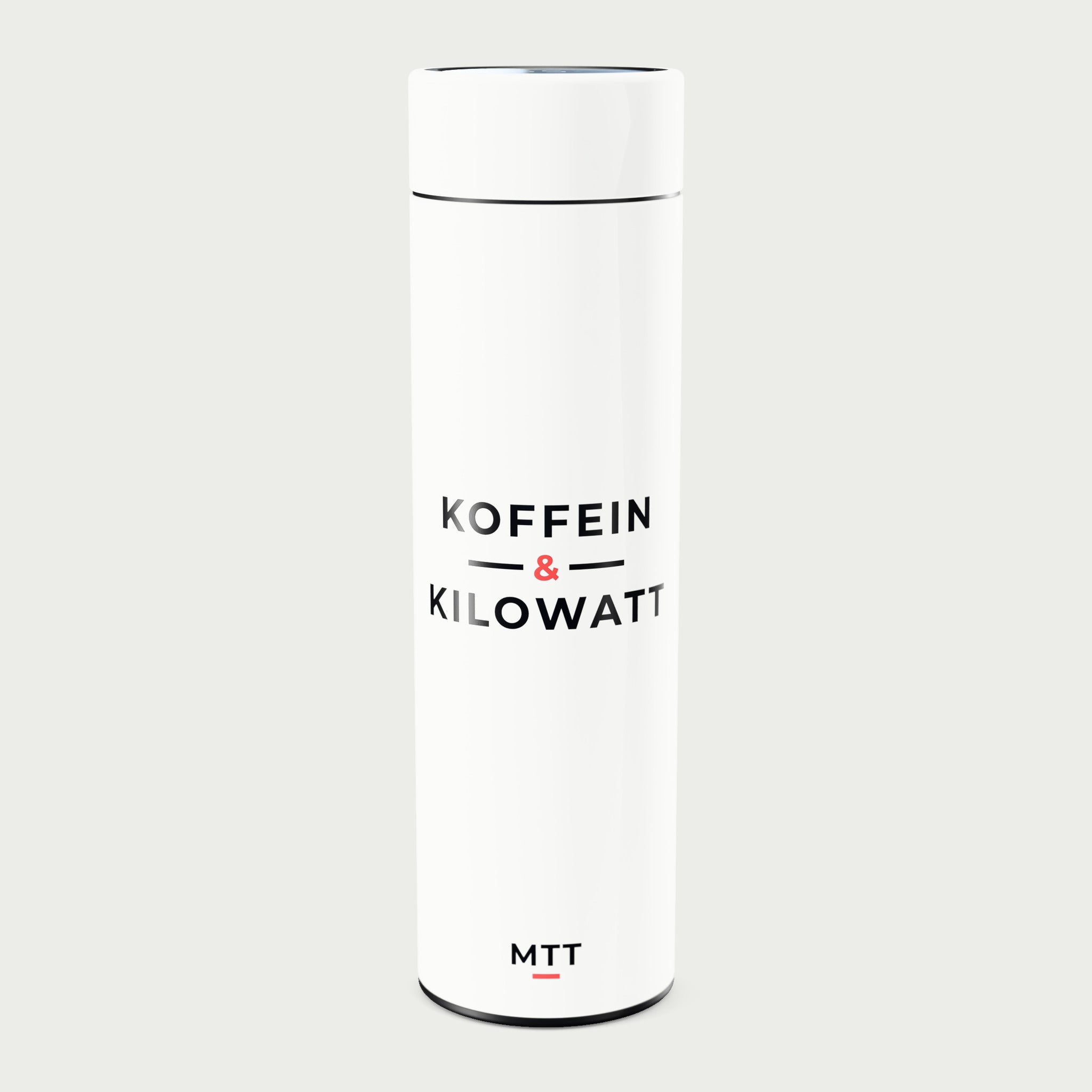 Motiv 04 · Koffein & Kilowatt (Flasche in Weiß)