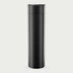 Thermosflasche schwarz mit LCD-Temperaturanzeige im Deckel, 500 ml, ohne Aufdruck, vor hellgrauem Hintergrund