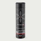 Thermosflasche schwarz mit LCD-Temperaturanzeige im Deckel, 500 ml, Motiv „Schneemodus“ als UV-Druck, vor hellgrauem Hintergrund