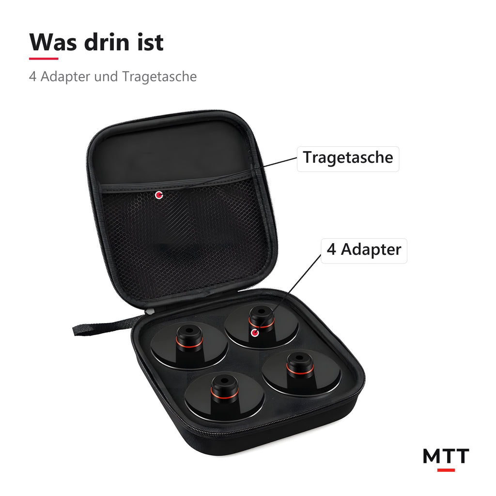 Wagenheber-Adapter-Set für Tesla – Lieferumfang: 4 Adapter und Tragetasche