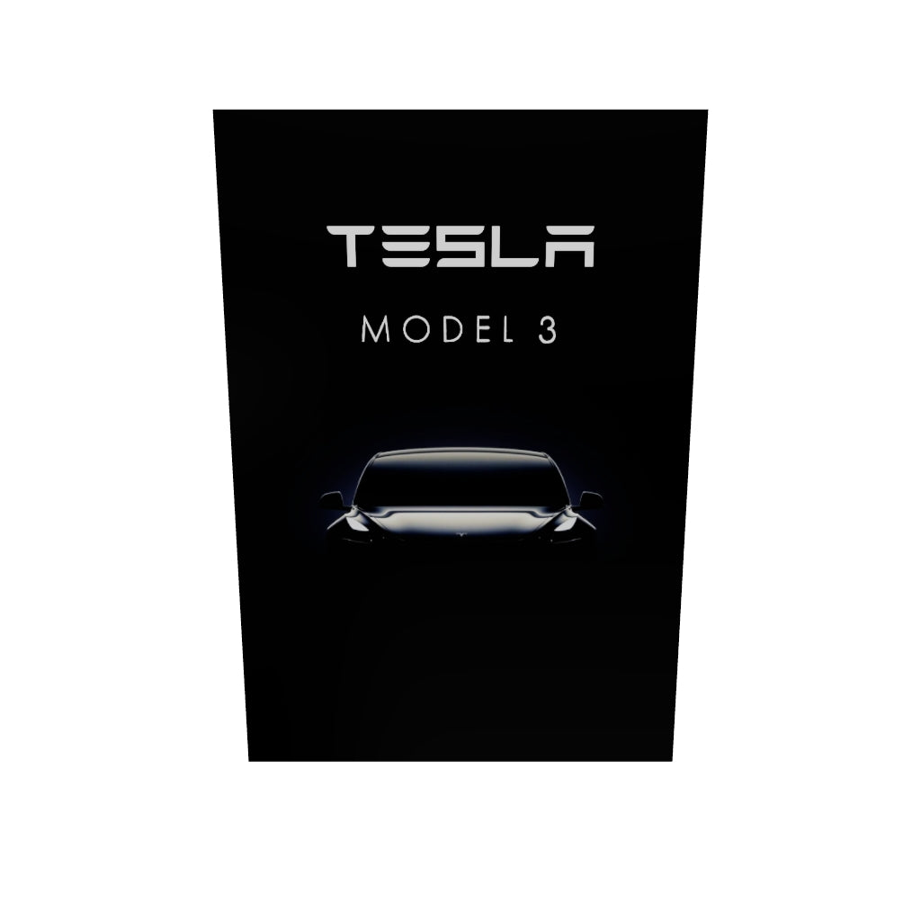 Tesla Model 3 Metalposter 3D-Modell aus gebürstetem Aluminium, 4K-Druck