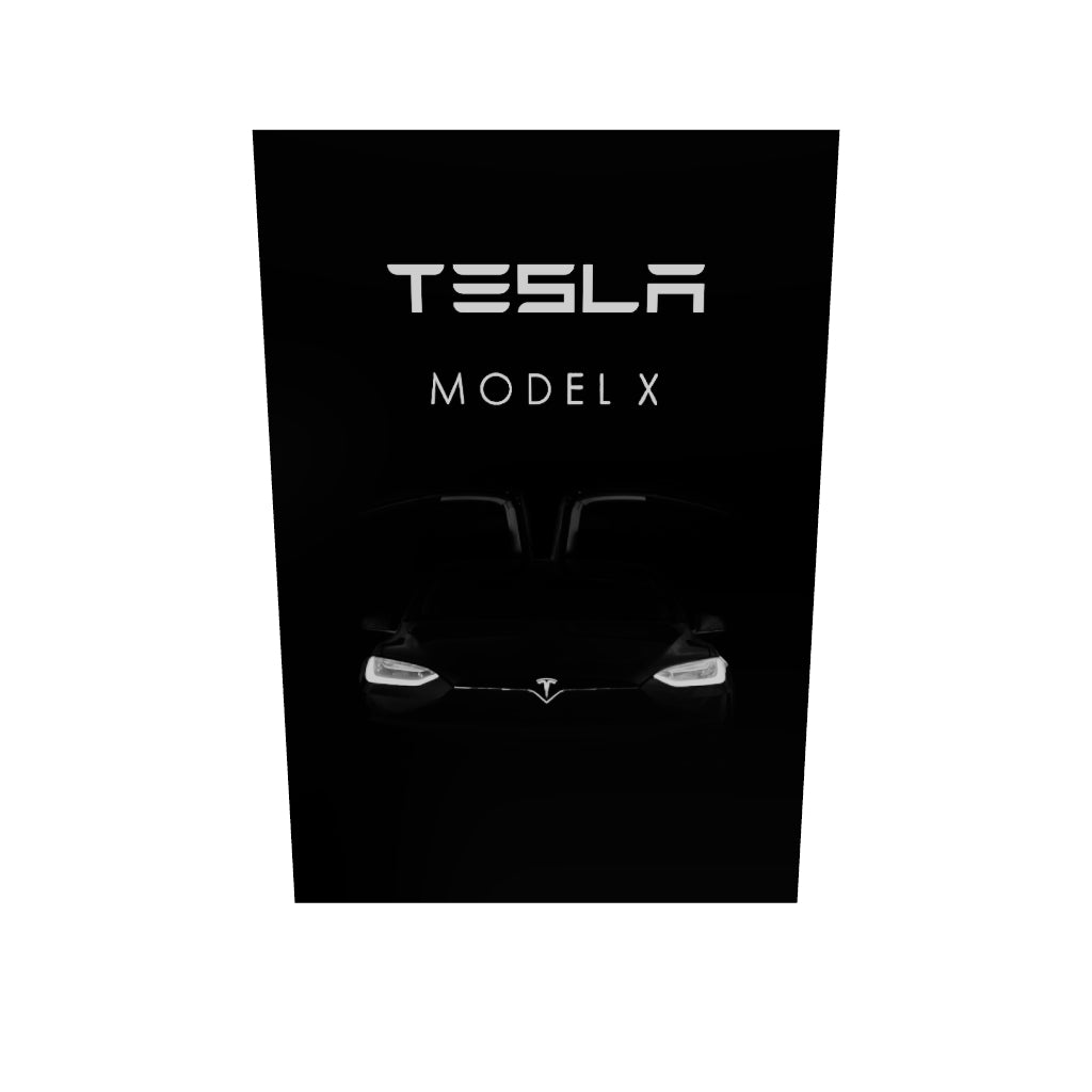 Tesla Model X Metalposter 3D-Modell aus gebürstetem Aluminium, 4K-Druck