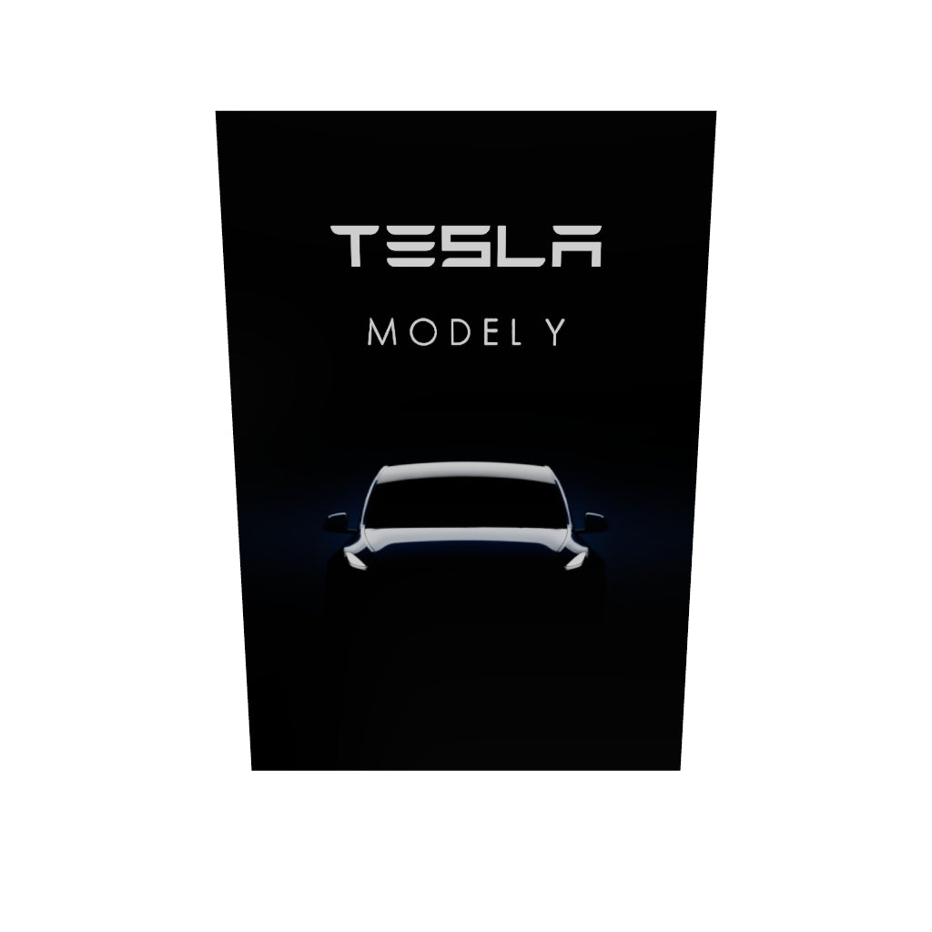 Tesla Model Y Metalposter 3D-Modell aus gebürstetem Aluminium, 4K-Druck