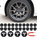 Radkappen-Kit in Weiß-Schwarz für Tesla, Tesla-Logo in Weiß