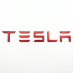 Tesla 3D Buchstaben Schriftzug Rot PVC - Aufkleben
