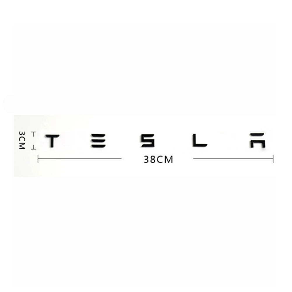 3D Buchstaben Tesla Schriftzug aus Aluminium, Detail 2