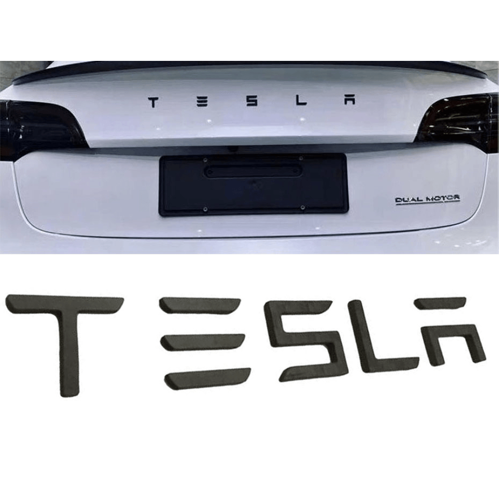 3D Buchstaben Tesla Schriftzug aus Aluminium, Detail 1