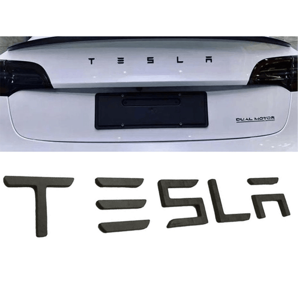 Tesla 3D Buchstaben Schriftzug – Aluminium/PVC, Aufkleben