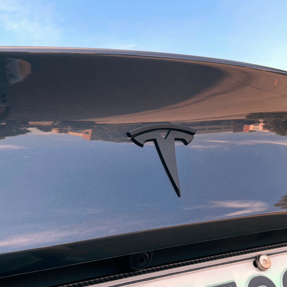 3 Stück Model Y Logo Emblem Aufkleber, für Lenkrad, vorderer und hinterer Kofferraum, Matt Schwarz - My Tesla Tuning