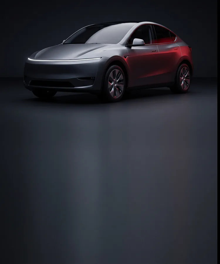 Tesla Model Y im dunklen Studio